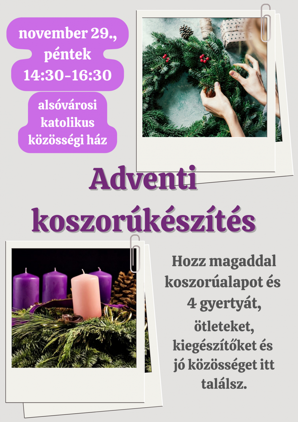 Adventi koszorúkészítés