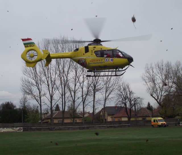 Mentőhelikopter a lovaspályán